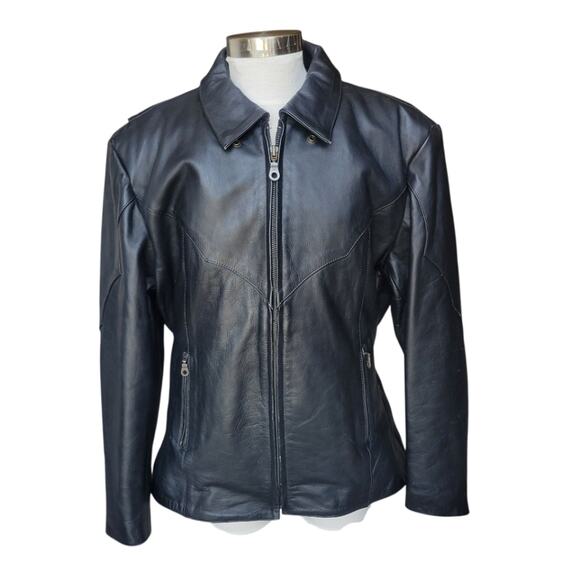 Wild Ride Women's Vintage Black Leather Fitted Motorcycle Jacket Lined 22 XL - Picture 2 of 13